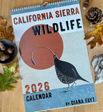 California Sierra Wildlife 2026 Calendar – Hand Illustrated Mid Century Modern Wall Art