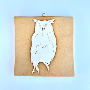 Golden Owl-Large Square Wall Plaque