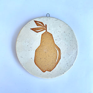 Pear-Speckled Gold Clay-Large Round Wall Plaque