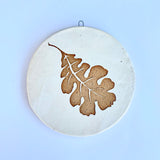 Oak Leaf-Speckled Gold Clay-Large Round Wall Plaque