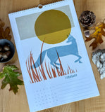 California Sierra Wildlife 2026 Calendar – Hand Illustrated Mid Century Modern Wall Art