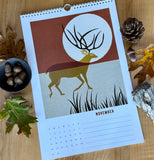 California Sierra Wildlife 2026 Calendar – Hand Illustrated Mid Century Modern Wall Art
