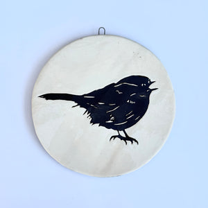 Black Wren-Large Round Wall Plaque