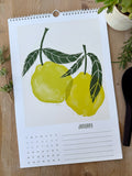 Foraged Fruit 2026 Calendar-Hand Illustrated Block Print Style Botanical Calendar