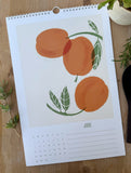 Foraged Fruit 2026 Calendar-Hand Illustrated Block Print Style Botanical Calendar