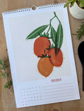 Foraged Fruit 2026 Calendar-Hand Illustrated Block Print Style Botanical Calendar