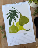Foraged Fruit 2026 Calendar-Hand Illustrated Block Print Style Botanical Calendar