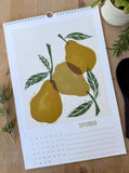 Foraged Fruit 2026 Calendar-Hand Illustrated Block Print Style Botanical Calendar