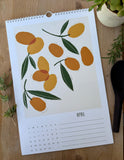 Foraged Fruit 2026 Calendar-Hand Illustrated Block Print Style Botanical Calendar