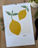 Foraged Fruit 2026 Calendar-Hand Illustrated Block Print Style Botanical Calendar