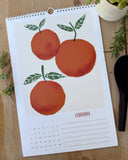 Foraged Fruit 2026 Calendar-Hand Illustrated Block Print Style Botanical Calendar