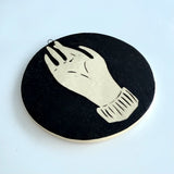 Crossed Fingers-Black Clay-Large Round Wall Plaque