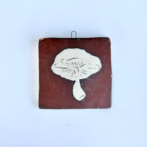 Funghi-Red Clay-Medium Square Wall Plaque