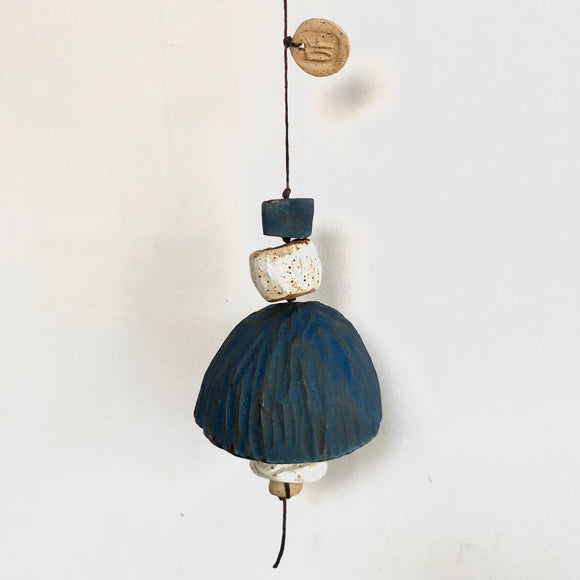 Medium Cobalt Blue & White Belle Chime No.10