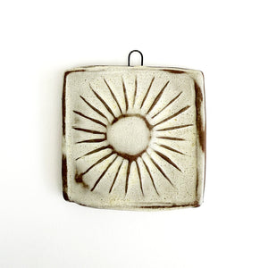 Square Sun Wall Tile - Ivory