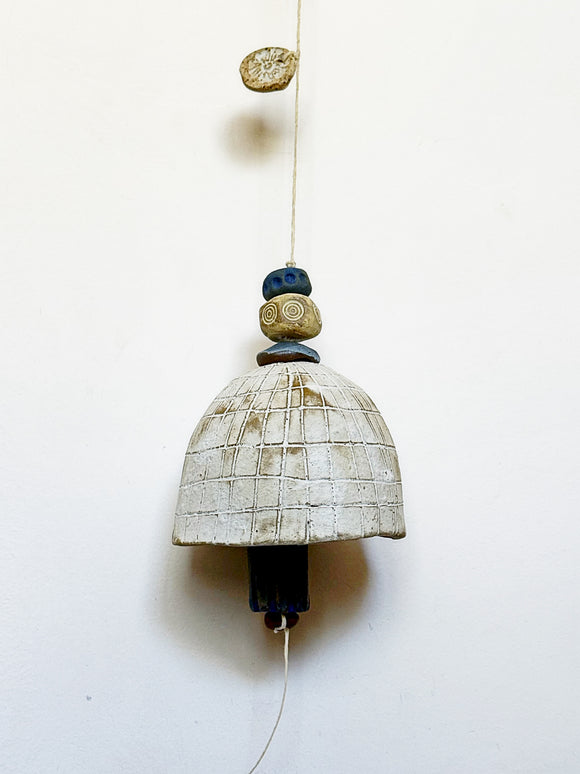 Large White & Cobalt Grid Belle Chime