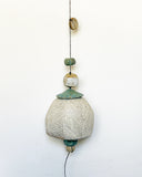 Large White & Turquoise Herringbone Belle Chime