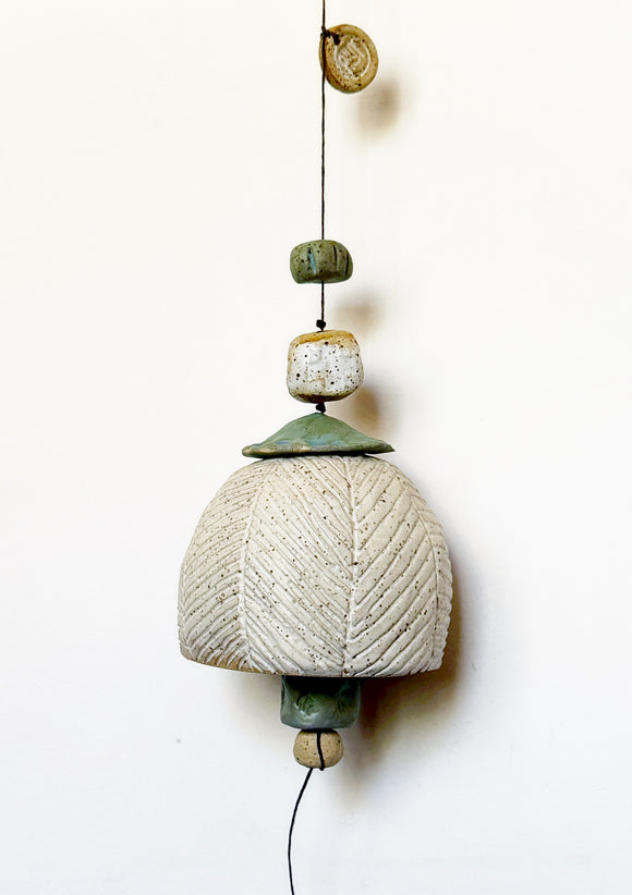 Large White & Turquoise Herringbone Belle Chime