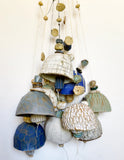 Large White & Shiny Teal  Textured Belle Chime