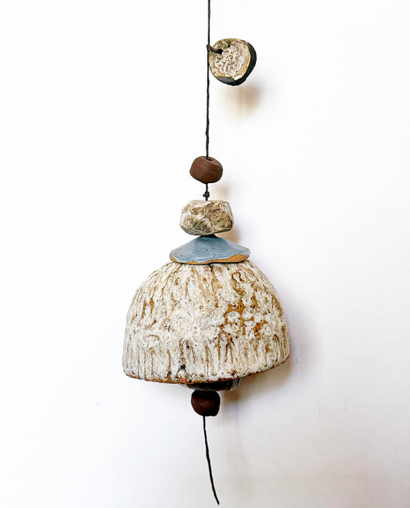 Large Tan & Turquoise Swirly Belle Chime