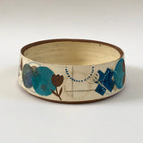 Large Blue Straight Sided Bowl With Flowers