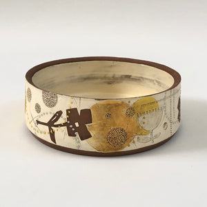 Yellow Straight Sided Bowl With Flowers