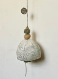 Large White & Turquoise Stipe & Herringbone Belle Chime