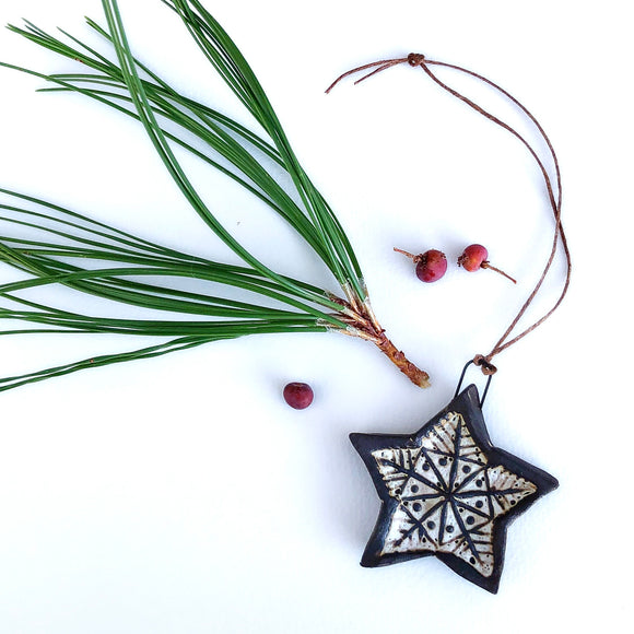 Handcrafted Ceramic Snowflake Star Ornament