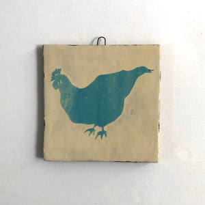 Blue Green Chicken Medium Square Wall Tile