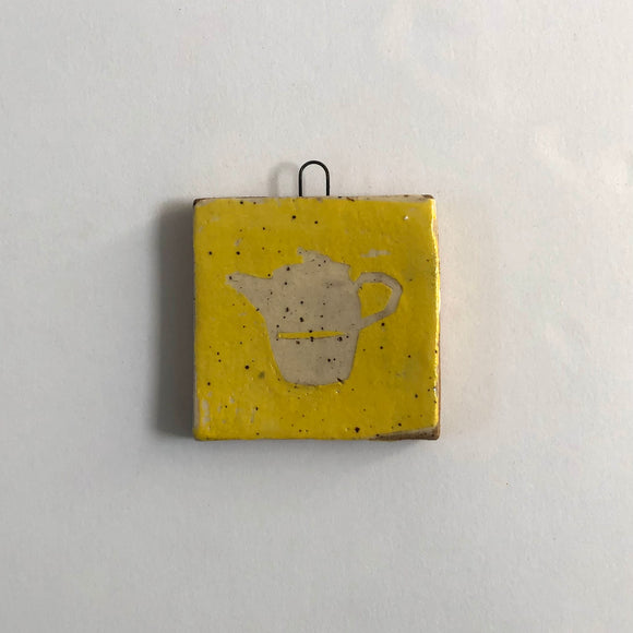 Ivory & Yellow Teapot Small Square Wall Tile