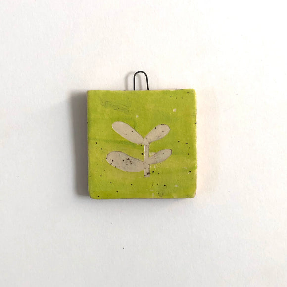 Ivory & Chartreuse Sprig Small Square Wall Tile