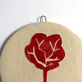 Red Tree Large Round Wall Tile