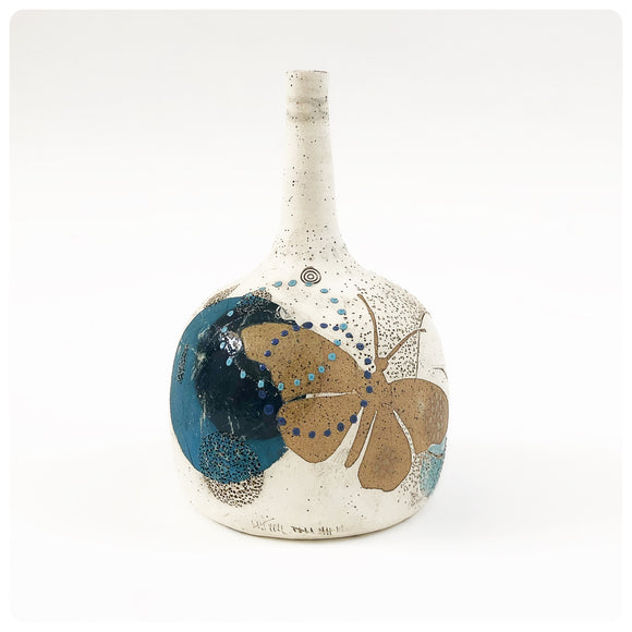 Blue Butterfly Bottle Vase